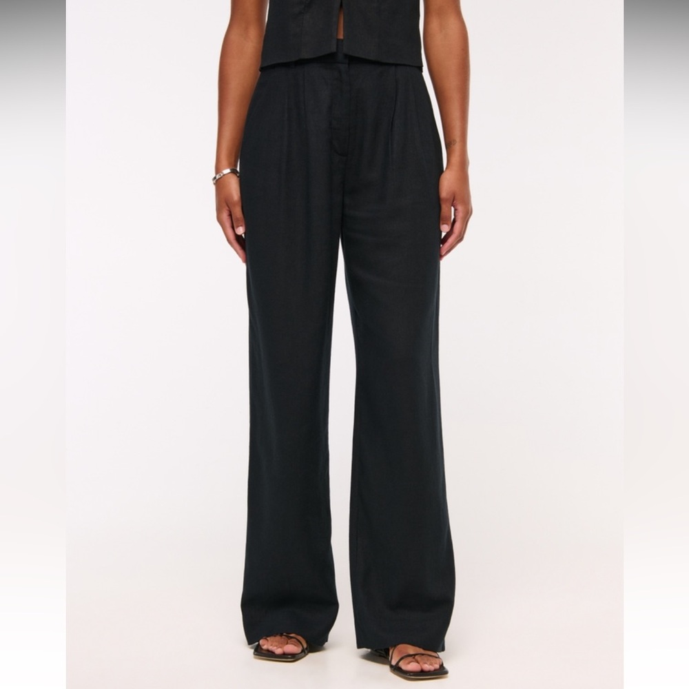 Curve Love A&F Sloane Linen-Blend Wide Leg Pant